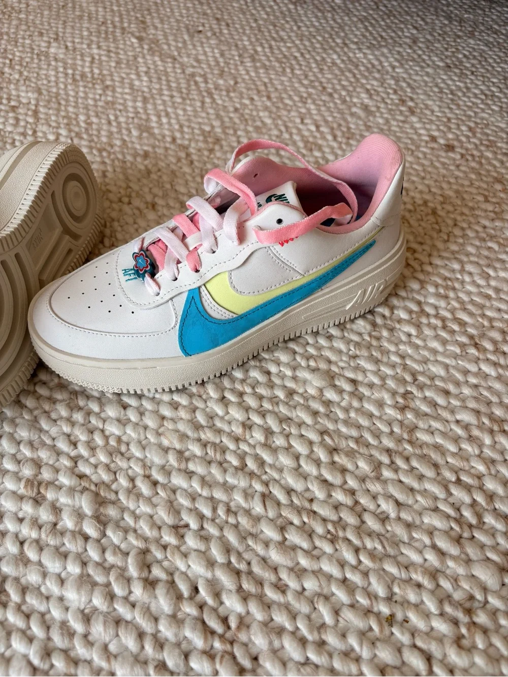 Nike Air Force 1 Low - White with Pink & Blue Accents